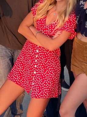 Princess Polly Red Polka Dot Mini Dress